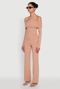 Womens Haute Monde Fold Over Off The Shoulder Top,