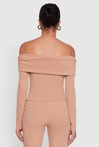 Womens Haute Monde Fold Over Off The Shoulder Top,