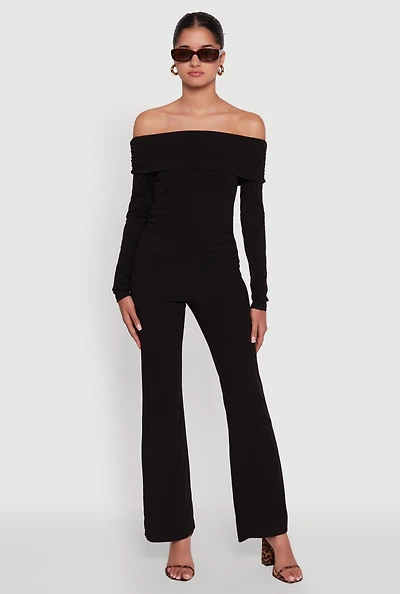 Womens Haute Monde Brushed Knit Boot Cut Pants, Black, Size S