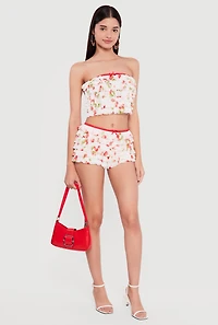 Printed Pattern Tiered Ruffle Shorts