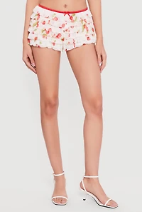 Printed Pattern Tiered Ruffle Shorts