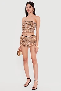 Patterned Ruffle Tiered Cropped Tube Top