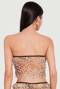 Patterned Ruffle Tiered Cropped Tube Top