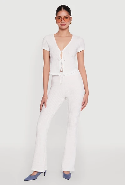 Womens Iris Textured Knit Dress Pants, White, Size M