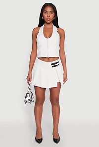 Iris Buckle Detail Pinstripe Pleated Skirt