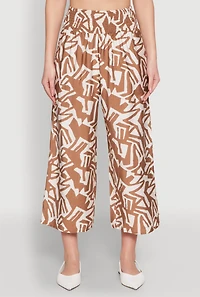 Womens Iris Smock Waist Printed Pattern Culottes,