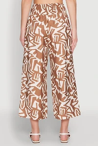 Womens Iris Smock Waist Printed Pattern Culottes,