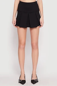 Womens Iris Ponte Pleated Mini Skirt, Black, Size L