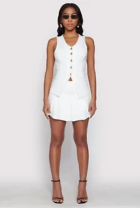 Womens Iris Ponte Pleated Mini Skirt, White, Size M