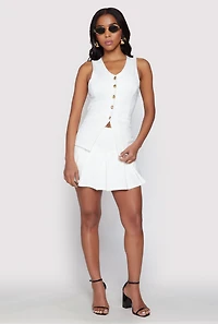 Womens Iris Ponte Pleated Mini Skirt, White, Size M