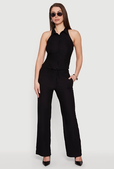 Wide Leg Pull On Drawstring Pants