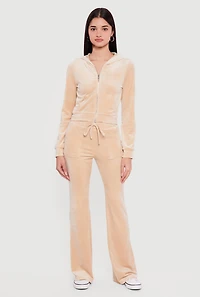 Velour Zip Front Hoodie