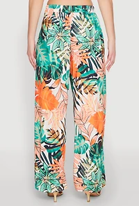 Womens Tropical Print Palazzo Pants, Multi, Size S