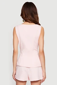 Metallic Button Front Square Neck Waistcoat