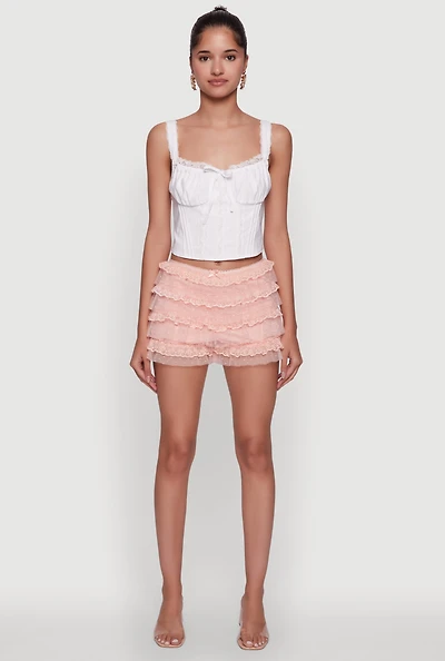 Iris Mesh Lace Tiered Shorts
