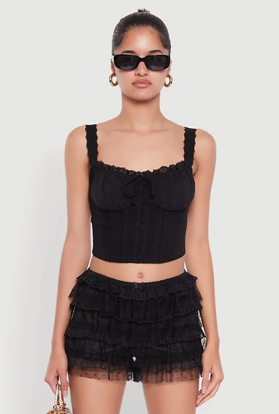 Womens Iris Lace Detail Cropped Corset Top,