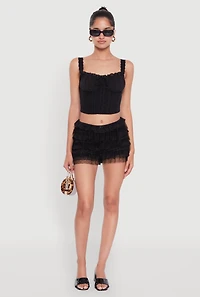 Womens Iris Lace Detail Cropped Corset Top,