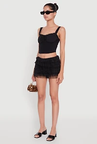 Womens Iris Lace Detail Cropped Corset Top,