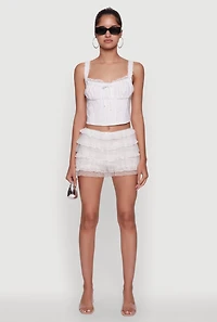 Womens Iris Lace Detail Cropped Corset Top, White, Size M