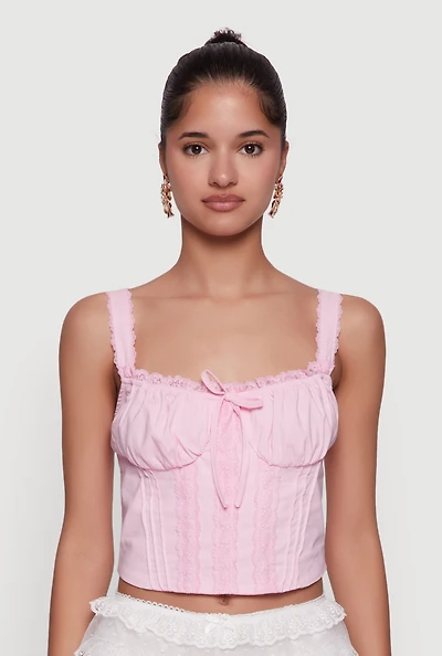 Womens Iris Lace Detail Cropped Corset Top,