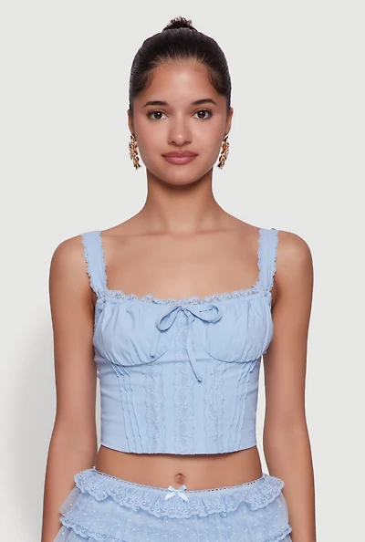 Womens Iris Lace Detail Cropped Corset Top,