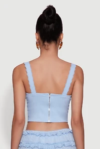 Womens Iris Lace Detail Cropped Corset Top, Blue, Size M