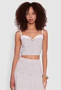 Gingham Smocked Back Bustier Top