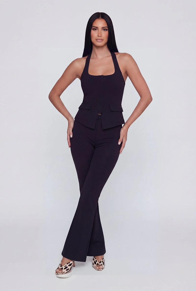 Zip Front Halter Blazer Vest