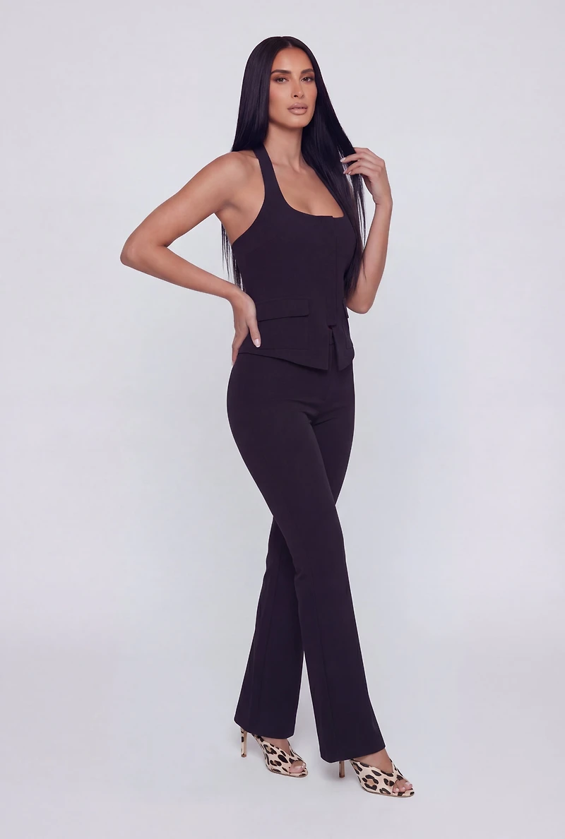 Zip Front Halter Blazer Vest