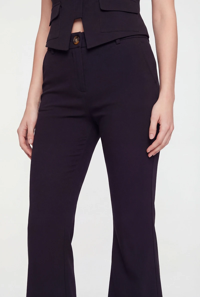 Textured Knit Flare Leg Dress Pants