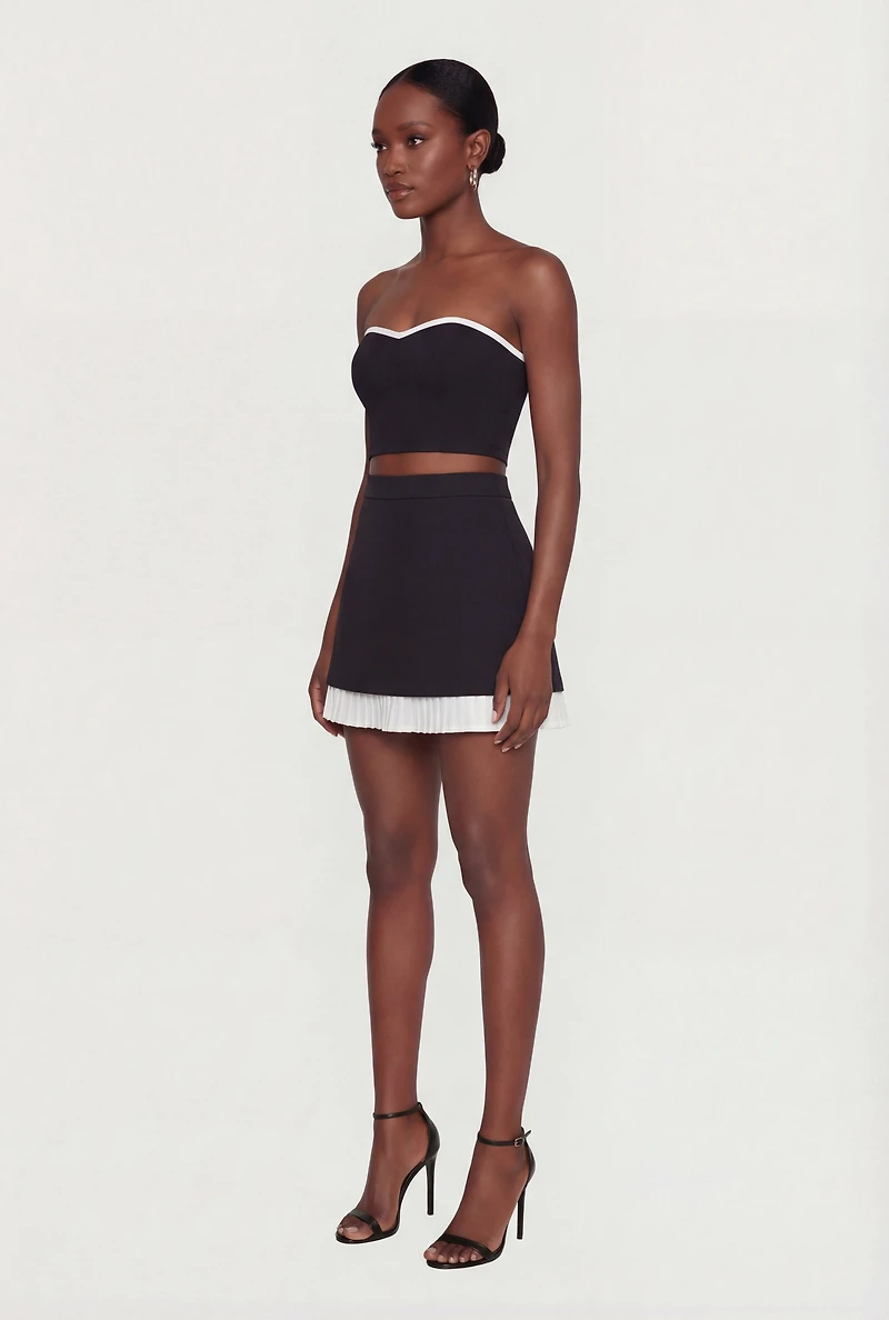 Contrast Trim Crop Tube Top