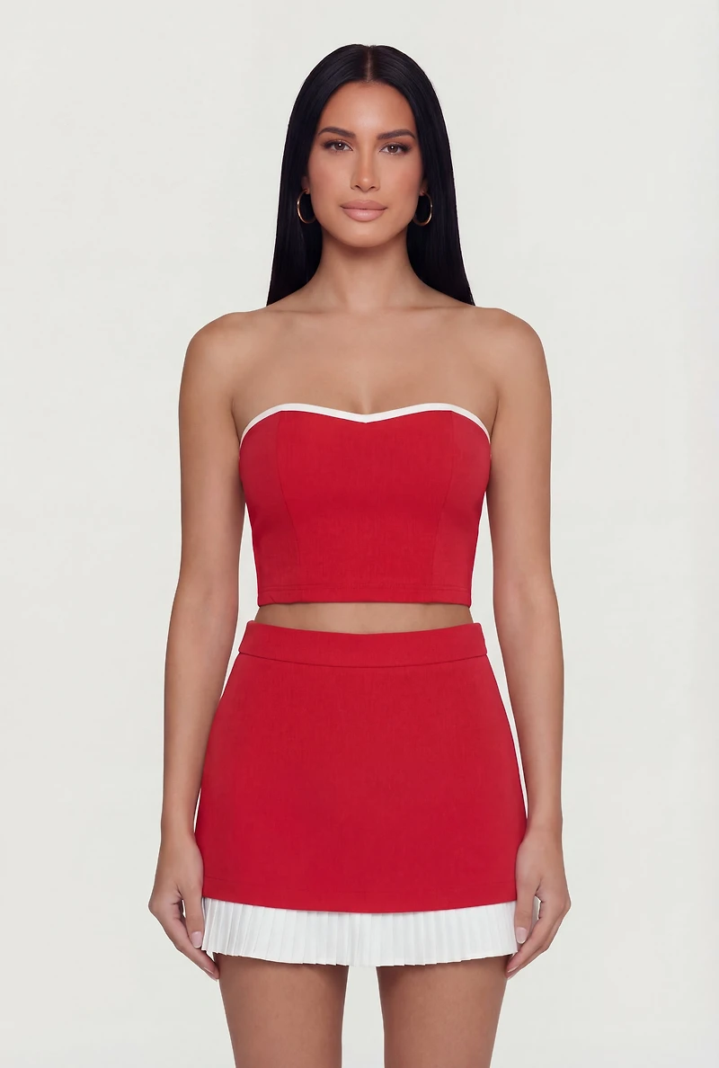 Contrast Trim Crop Tube Top