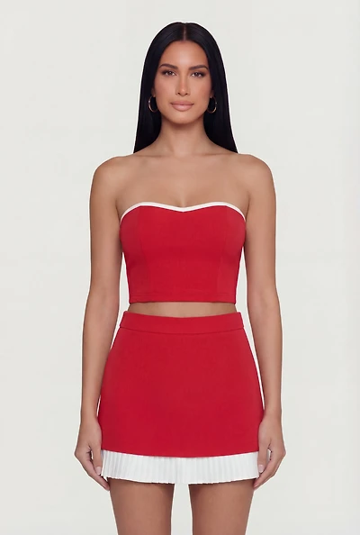 Contrast Trim Crop Tube Top