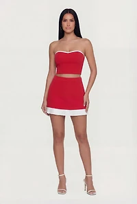 Contrast Trim Crop Tube Top