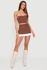 High Waisted Pleated Trim Mini Skirt
