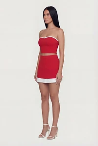 High Waisted Pleated Trim Mini Skirt