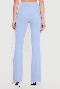 Brushed Rib Knit High Waisted Pull On Flare Pants