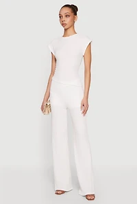 Textured Knit Asymmetrical Ruched Side Blouse