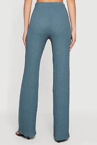 Mid Rise Textured Knit Straight Leg Pants