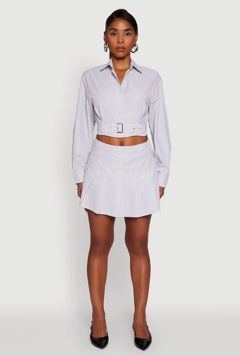 Striped Pleated Mini Skort