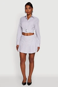 Womens Striped Pleated Mini Skort, Multi, Size M