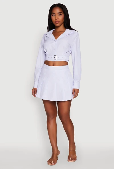 Womens Striped Pleated Mini Skort, M
