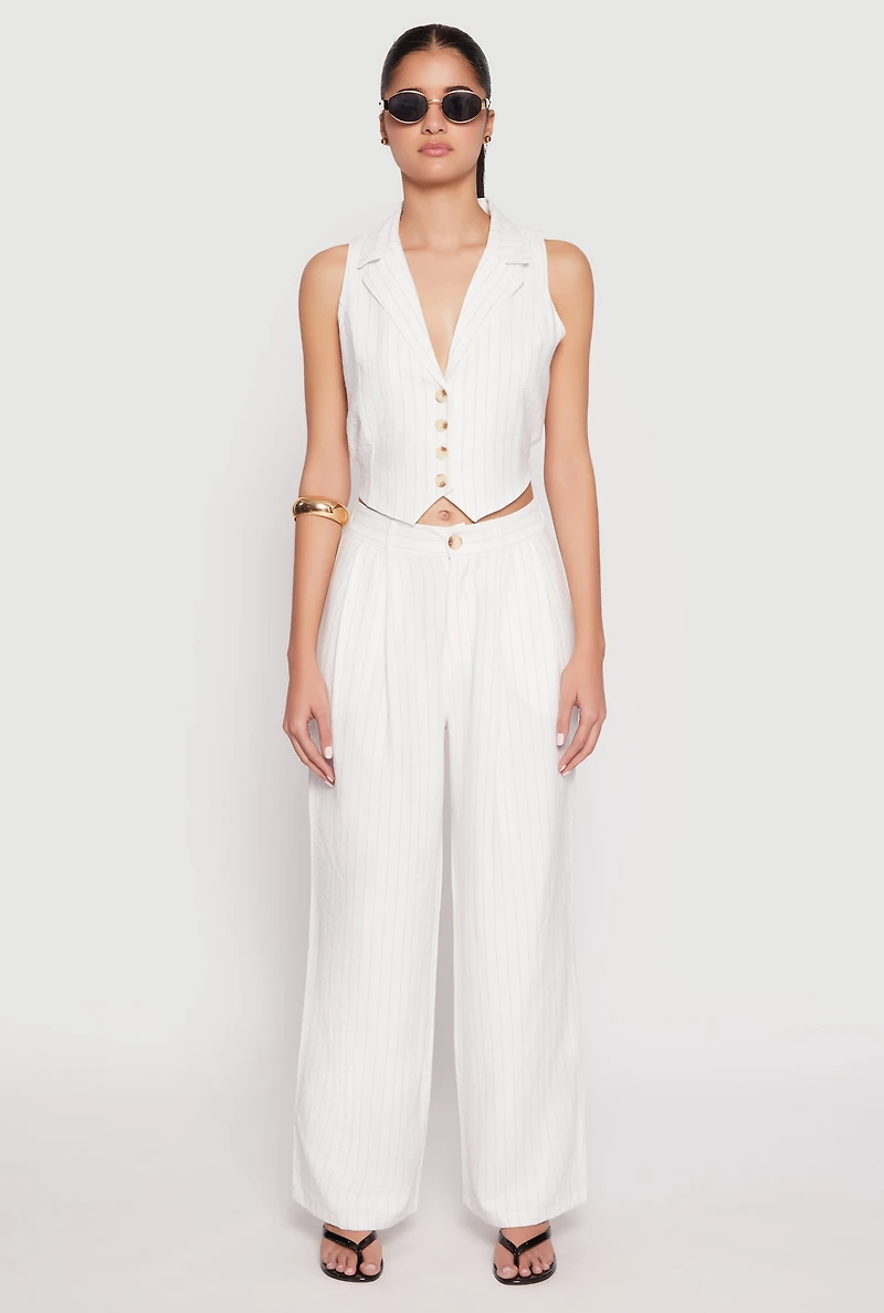 Pinstripe Tie Back Blazer Vest