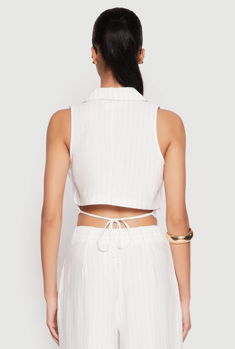 Pinstripe Tie Back Blazer Vest