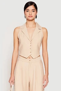 Womens Pinstripe Tie Back Blazer Vest, S