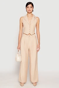 Womens Pinstripe Tie Back Blazer Vest, S