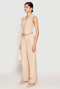 Womens Pinstripe Tie Back Blazer Vest, S