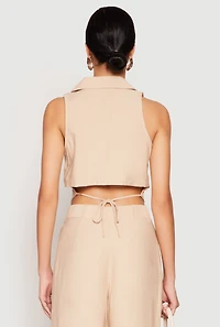 Womens Pinstripe Tie Back Blazer Vest, M