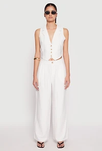 Womens Pinstripe Trousers, White, Size M