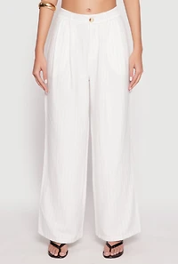Womens Pinstripe Trousers, White, Size M
